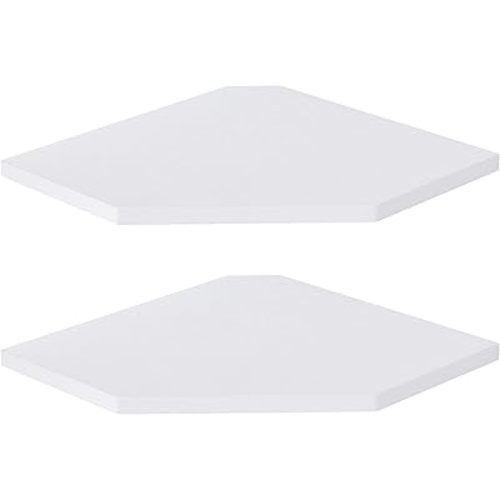 Corner Shelf Wall Mount, Floating Corner Shelves, Set of 2 Corner Wall Shelf Organizer, Rustic Wood Wall Storage Display Shelves for Living Room Bedroom Bathroom Kitchen, Rustic White