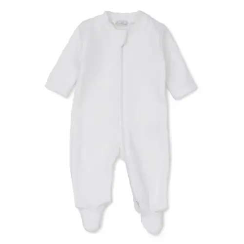 Classic Jacquards White Zip Footie, Size Newborn