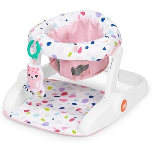 Bright Starts Learn-to-Sit 2-Position Baby Floor Seat with Toys, Pink, 4-12 Months