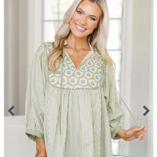 NURSING COLLECTION Give It A Moment Green Striped Dress