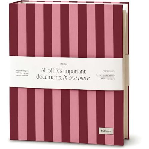 Document Organizer Binder for Important Papers & Passports, Sangria