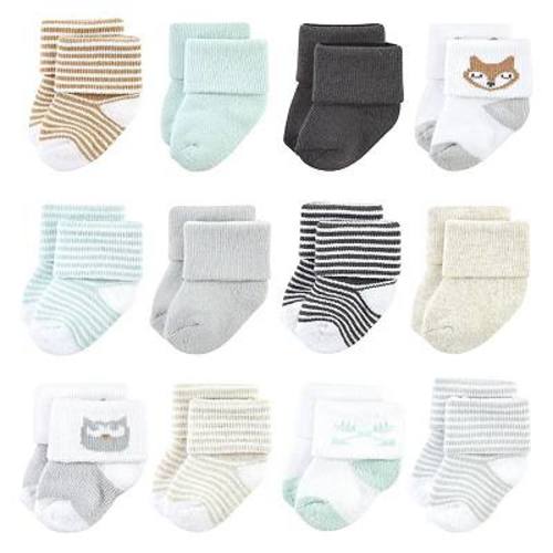 Luvable Friends Unisex Baby Newborn and Baby Terry Socks, Owl, 0-6 Months