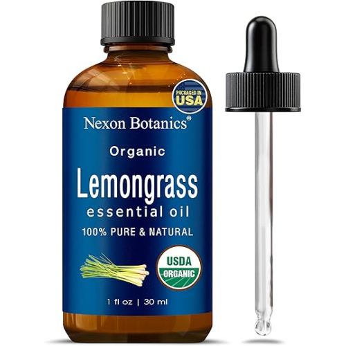 Organic Lemongrass Essential Oil 30 ml - Pure, Natural Oils for Aromatherapy, Diffusers, DIY, Candle and Soap Making Scent - Nexon Botanics