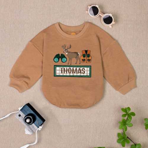 Personalized Buck Hunting Baby Romper: Hunter Buddy Bodysuit