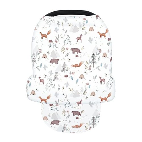Nursing Cover for Newborn Breastfeeding Multi Use Infant Stroller Canopy Unisex Baby Car Seat Cover for Baby Boy and Girl (Animal 2)