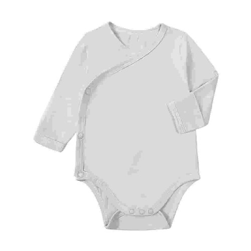 ENFLASH One-Piece Bamboo Viscose Bodysuit for Unisex Infant Baby Long Sleeve Side-snap Kimono Romper with Mitten Cuffs