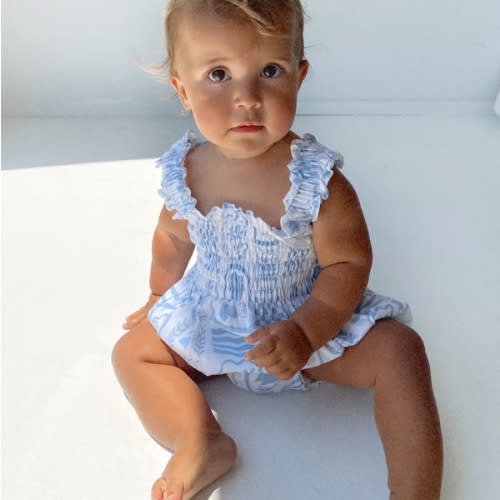 ESME ROMPER - BLUE/WHITE PRINT