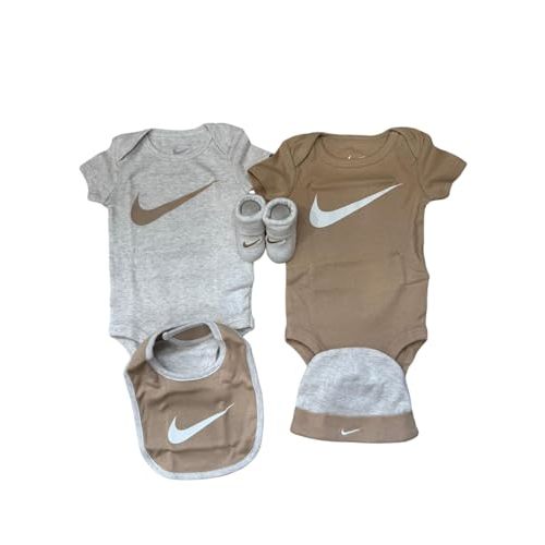Swoosh Essentials 5 Piece Infant Toddler Set (Beige/White)