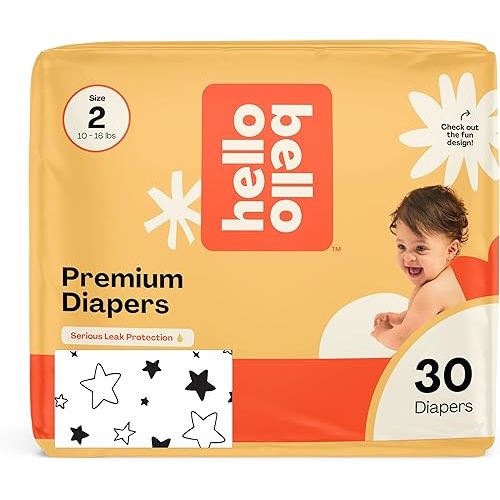 Hello Bello Diapers, Size 2 (10-16 lbs) Superstars, 30 Count of Premium Disposable Baby Diapers, Hypoallergenic with Soft, Cloth-Like Feel