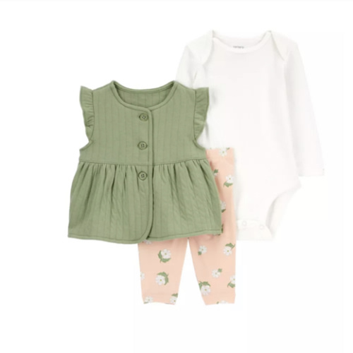 Carter's® Baby Girls Three Piece Top and Printed Leggings Set | Belk