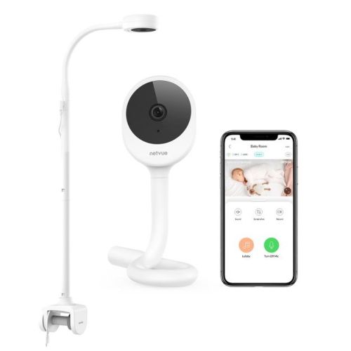 Baby Monitor with Camera & Audio, Wireless, 4-in-1 Crib Mount, Smart App, Sleep Tracking & Two-Way Talk, White