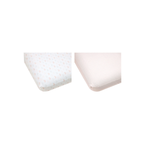 2 Pack Organic Cotton Fitted Cot Sheets - Rainbow and Pink Gingham