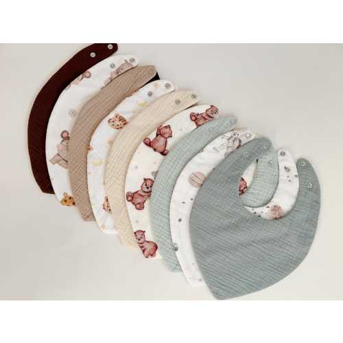 Organic Cotton Baby Bibs – Waterproof, Adjustable, Soft Muslin Bandana Bibs for Newborns & Toddlers, Burp Cloth, Drool Protection