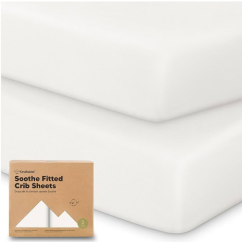 KeaBabies 2-Pack Organic Crib Sheets for Boys, Girls - 52x28 Fitted Crib Mattress Sheet Neutral, Breathable Jersey Cotton Cover for Baby Bed, Toddler Mattress, Soft & Cute Prints (Soft White)