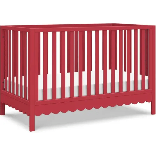 Davinci Sammy Scallop 4-in-1 Convertible Baby Crib, Strawberry Red