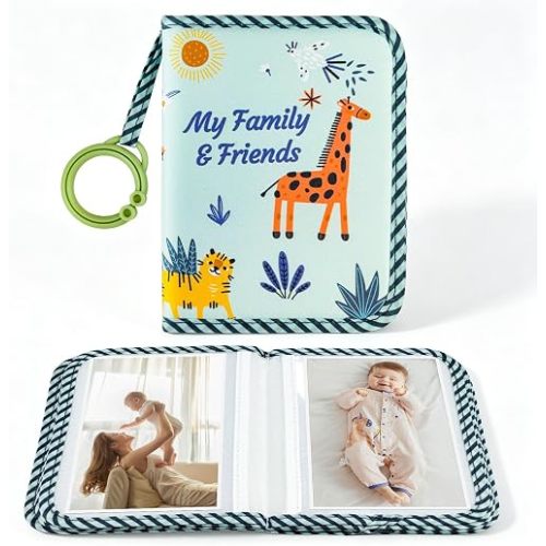 Boczif Baby Photo Album, Baby Memory Book Holds 4X6" Pictures, Soft Photo Cloth Book with Milestone Cards, Gift Set for Newborn Toddler & Kids(Blue)