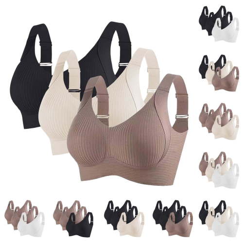 COMVALUE Nursing Bras for Breastfeeding, Seamless Ultra Comfort Maternity Bra, Natural Shape, Pregnancy Sleep Bralette 3 Pack (Rose Gold, M)