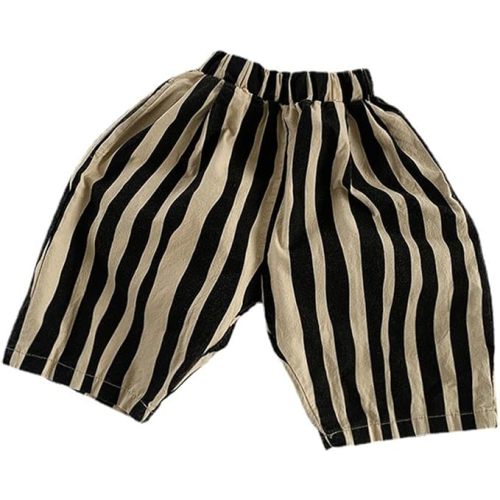 Kids Elastic Striped Harem Trousers Unisex Baby Boys Girls Casual Cotton Linen Loose Long Baggy Pants Toddler Clothes
