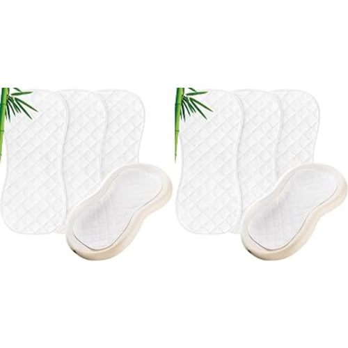 Moonsea Quilted Thicker Changing Pad Liner 6 Pack Waterproof, Fit for Changing Table Liners are Warm On a Baby's Back Non-Slip Design Reusable Pads Machine Washable, White