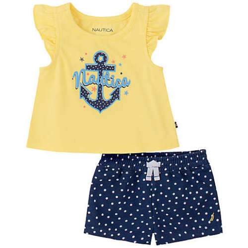 Nautica® Size 3-6M 2-Piece Short Set in Navy/Yellow