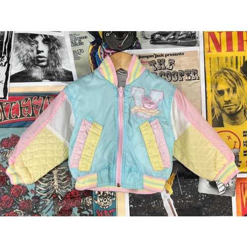 Vintage Toddler Girls 90s Pastel Sweetheart League Sears Varsity Letterman Style Windbreaker Jacket 18-24 Months