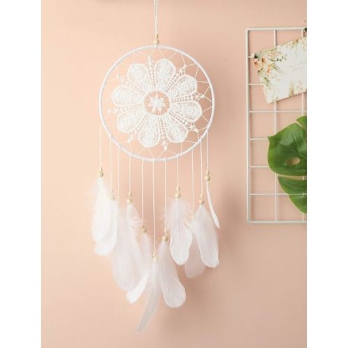 Dream Catchers White for Bedroom, Handmade Hanging Decorations White Feather Lace Dream Catcher Mobile for Girls Room Decor