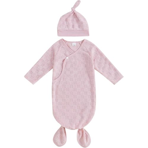 Newborn Sleeping Bag Baby Sleep Sack Cap Knotted Gown With Hat Set For Boys Girls Unisex Baby Essentials