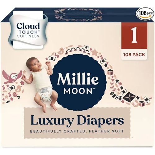 Milm Baby Diapers Size 1 (6-11lbs) – Ultra Soft, Leak-Proof, Hypoallergenic Disposable Diapers – 108 Count