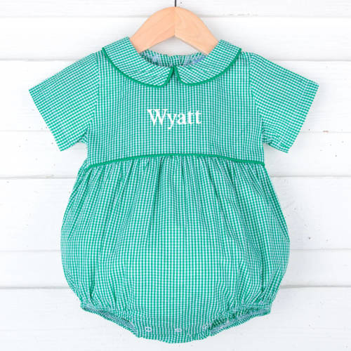 Gingham Collared Bubble Green
