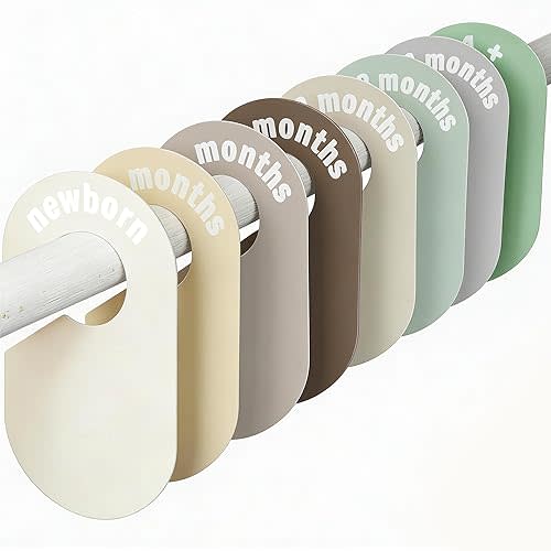 Baby Closet Divider, Baby Wardrobe Organizer, Double-Sided Nursery Decor Clothes Hanger Dividers for Sorting 8 Sizes from Newborn to 24+ Months(8 Colors)