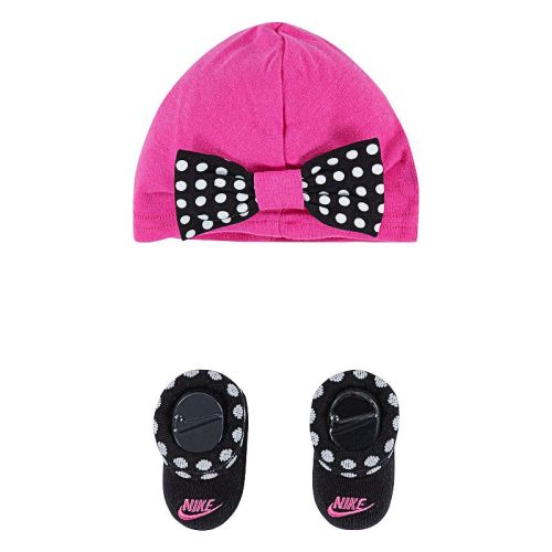 Newborn Baby Girl Nike Polka-Dot Bow Hat & Bootie Socks Set