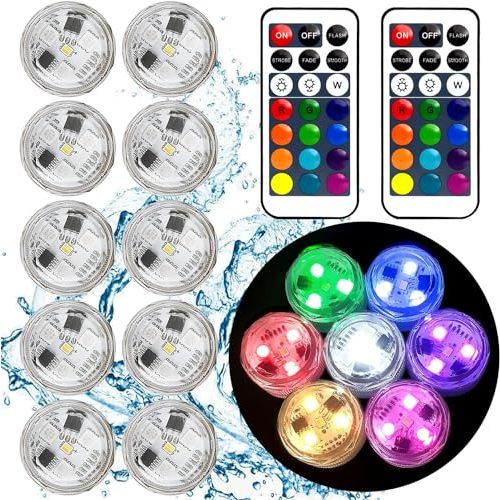 HL Small Submersible Led Lights with Remote,Mini LED Light,Waterproof Tea Light,Underwater Lights,Flameless Candles,Suitable for Vases, Fish Tanks, Hot Tubs, Parties,Wedding,Halloween Decorations