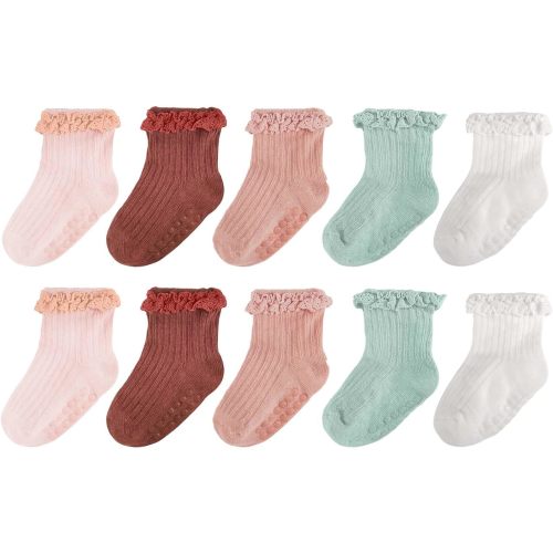 Baby Girl Ruffle Socks Non Slip Grip Socks Toddler Girls Cute Cotton Frilly Ankle Grippy Sock Newborn Infant Kids