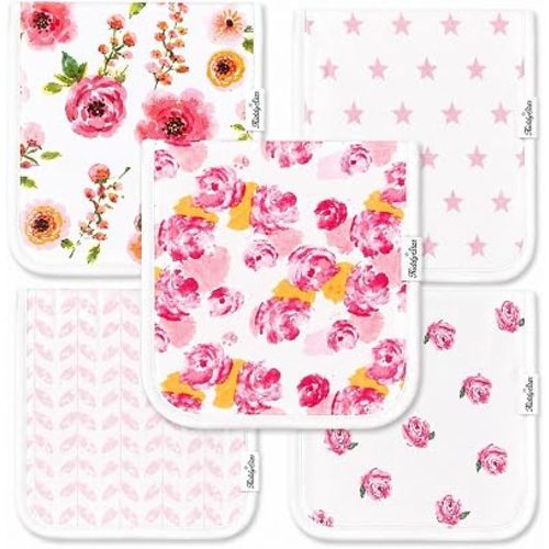 KiddyStar Premium 5-Pack Organic Cotton Burp Cloths for Newborns & Infants