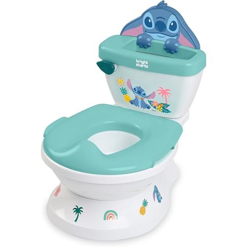 Bright Starts Disney Junior Stitch My Size Potty Training Toilet, Toddler Potty Chair with Flushing & Cheering Sounds, Removable Seat with Splash Guard & Handles, Ages 18+ Months, Up to 50 lbs