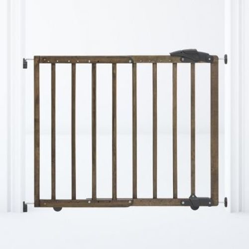Dreambaby 27.5-41" Nottingham Rustic Wooden Baby Gate for Stairs & Doorways, Walk Through or Pressure Mount - Farmhouse Style