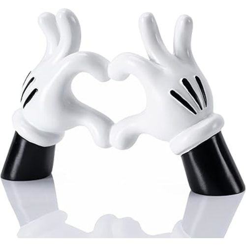 Cartoon Heart Hands Resin Statue Modern Home Decor Accents Love Finger Sculpture Room Decor Accessories Black White
