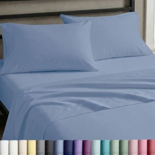 Soft 100% Cotton Sheets Set - Durable Sateen, Deep Pocket - by California Design Den - Blue Hydrangea, Queen
