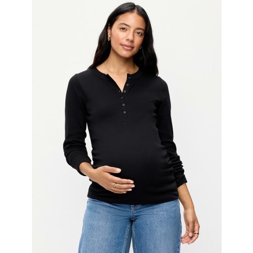 Maternity Long-Sleeve Henley T-Shirt