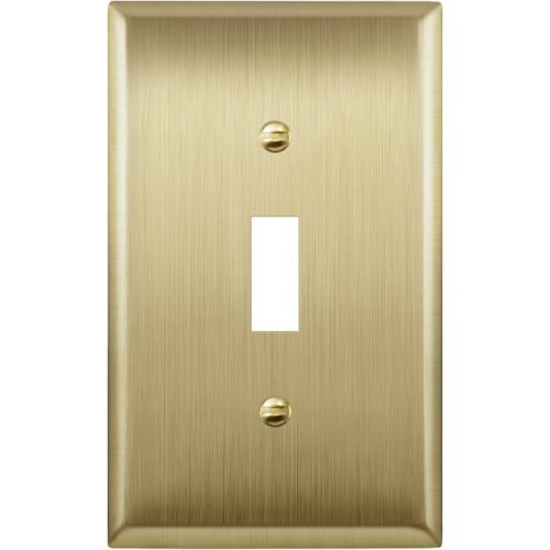 ENERLITES Toggle Light Switch Metal Wall Plate, Stainless Steel Switch Cover, Corrosion Resistant, Size 1-Gang 4.50" x 2.76", Stainless Steel 201, 7711-BB, Brushed Brass, Gold