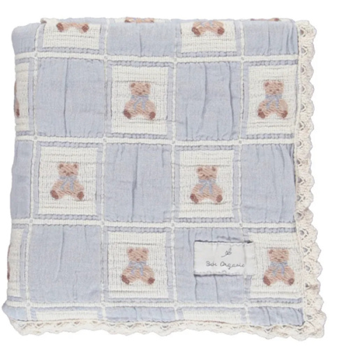 Blue Teddy Bear Patchwork Blanket
