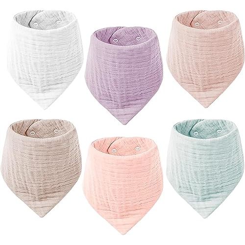 Muslin Baby Bibs for Girls Boys,Organic Cotton Muslin Bandana Bibs for Teething and Drooling,10 Pack