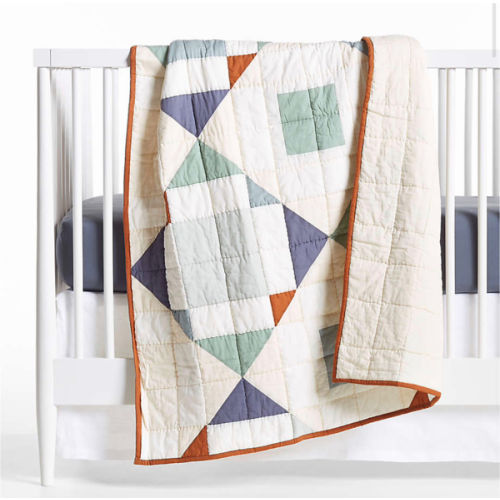 Heritage Blue 100% Organic Cotton Baby Crib Quilt