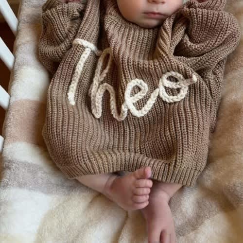 Personalized Baby Name Jumpers, Custom Newborn Outfits, Embroidered Name Toddler Knit Sweatshirt,  Baby Shower Gifts for New Mom Dad