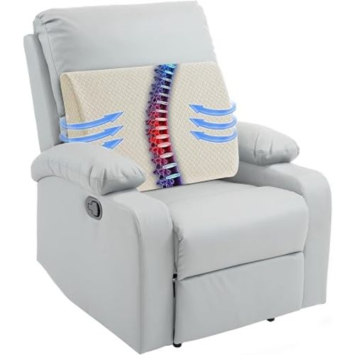 HOMBYS Lumbar Support Pillow for Recliner Chair, Memory Foam Back Support Cushion for Elderly,Extra Large Lumbar Support Pillow,Thick Backrest for Home Reading (Khaki, 20“x13.5"x5")