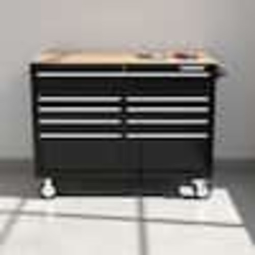 Husky Tool Storage 46 in. W x 18 in. D 9-Drawer Mobile Workbench Cabinet in Gloss Black H46X18MWC9BLK