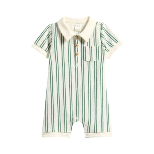 Fern Stripe Organic Cotton Polo Romper