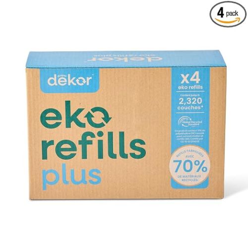 Diaper Dekor Plus Diaper Pail Refills | 4 Count Unscented | Exclusive End-of-Liner Marking | Thick, Quick & Easy to Replace | Most Economical Refill System | for Original and Eko Style Pails