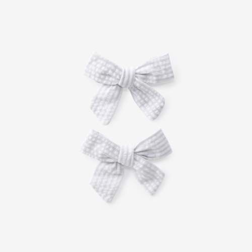 Blue Seersucker Bow Clip Set – Elegant Baby