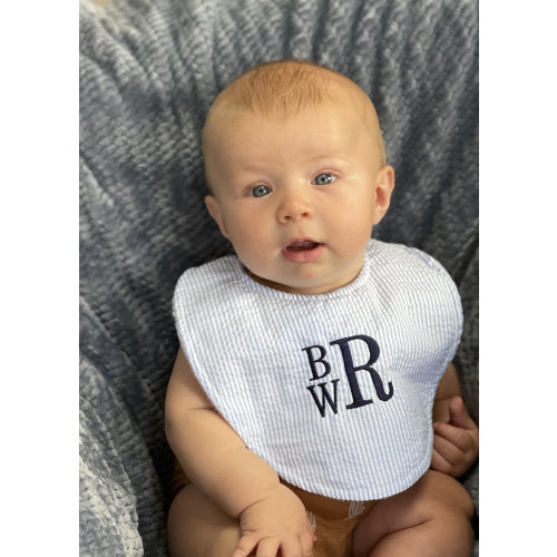 Personalized Baby Bib: Embroidered Cotton & Minky Velour - Shower Gift